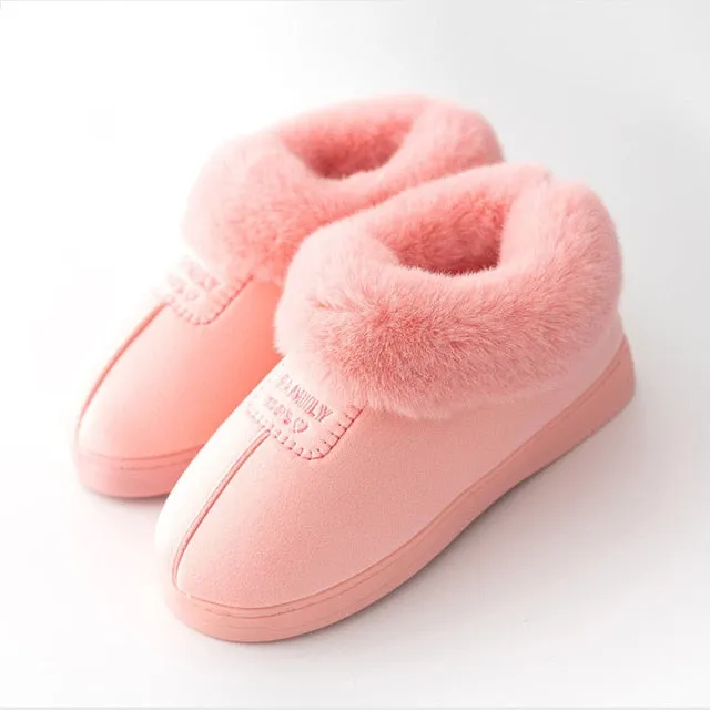2023 Faux Fur Winter Warm Shoes Woman Men Indoor Slippers Soft Plush Anti-slip Lovers Home Floor Slipper Cotton Slides SH08271