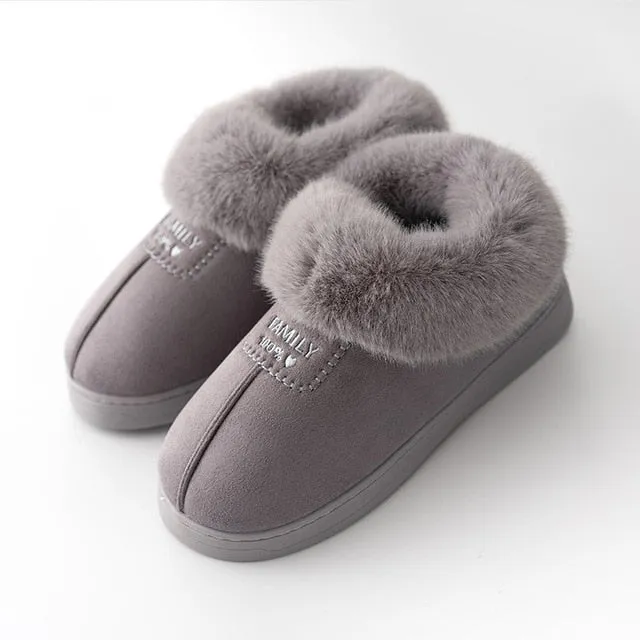 2023 Faux Fur Winter Warm Shoes Woman Men Indoor Slippers Soft Plush Anti-slip Lovers Home Floor Slipper Cotton Slides SH08271