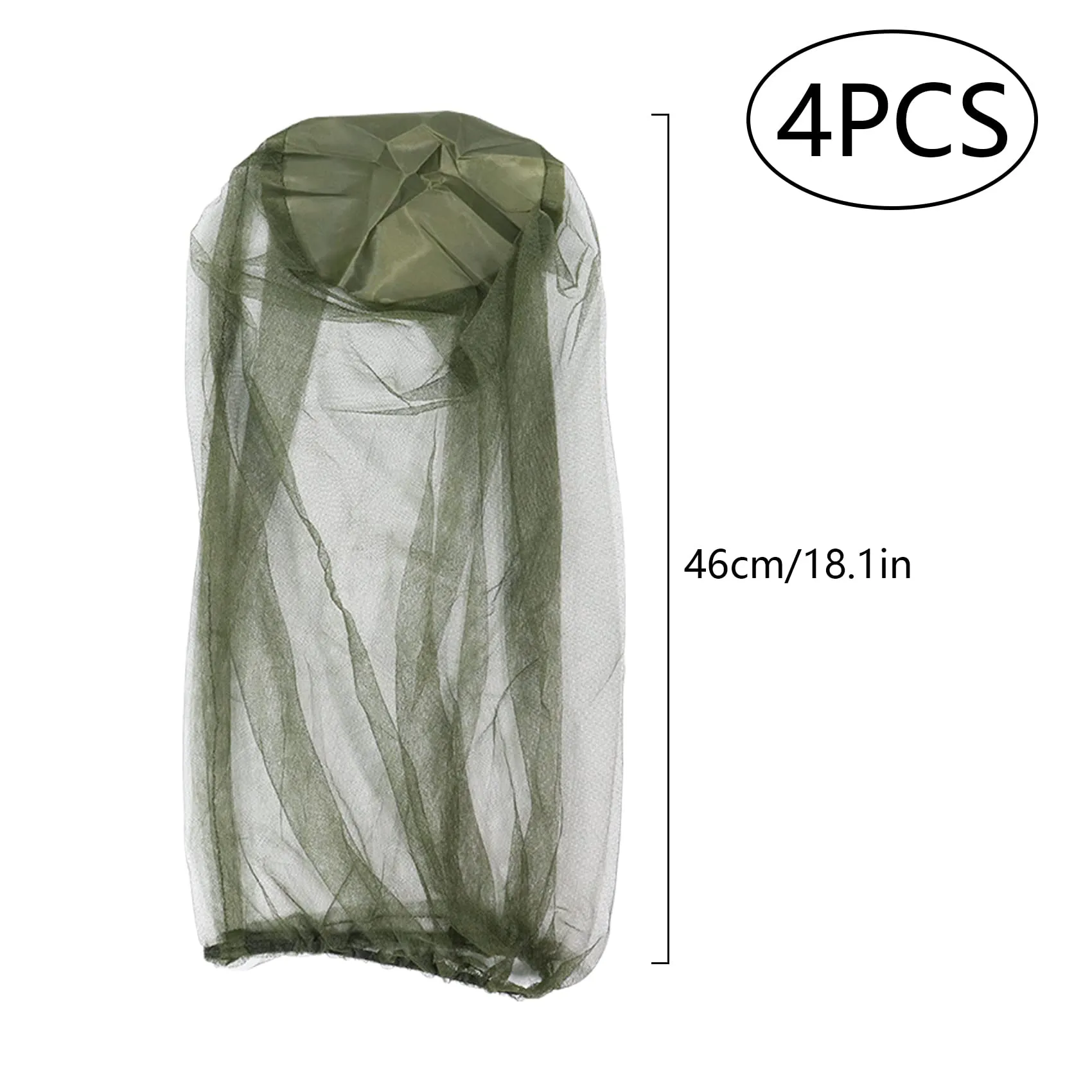 4 Pieces Mosquito Head Net, Midge Net Head Cover for Outdoor Hiking, Fishing, Camping, Climbing, Green