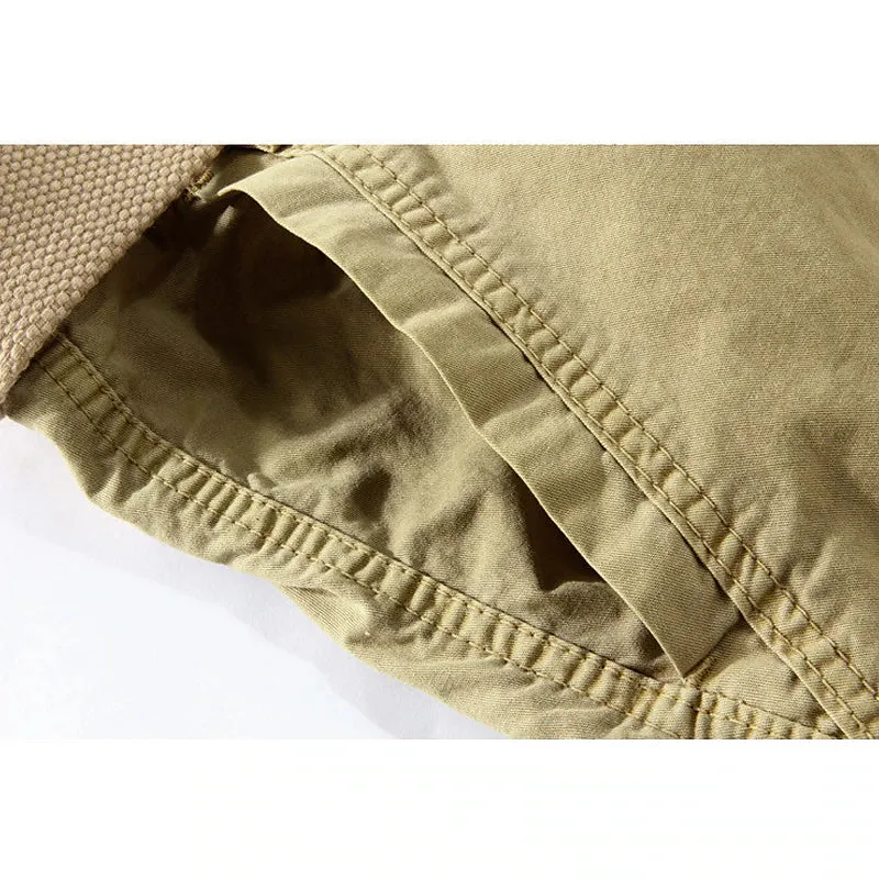 Adventure-Ready Cotton Blend Cargo Shorts for Men - Black and Army Green