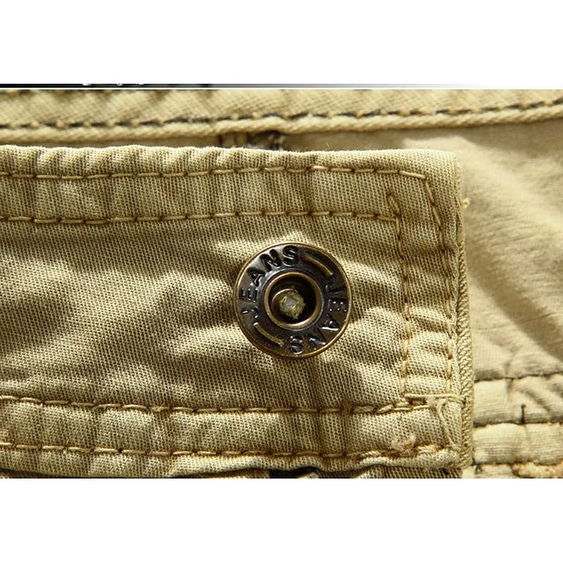 Adventure-Ready Cotton Blend Cargo Shorts for Men - Black and Army Green