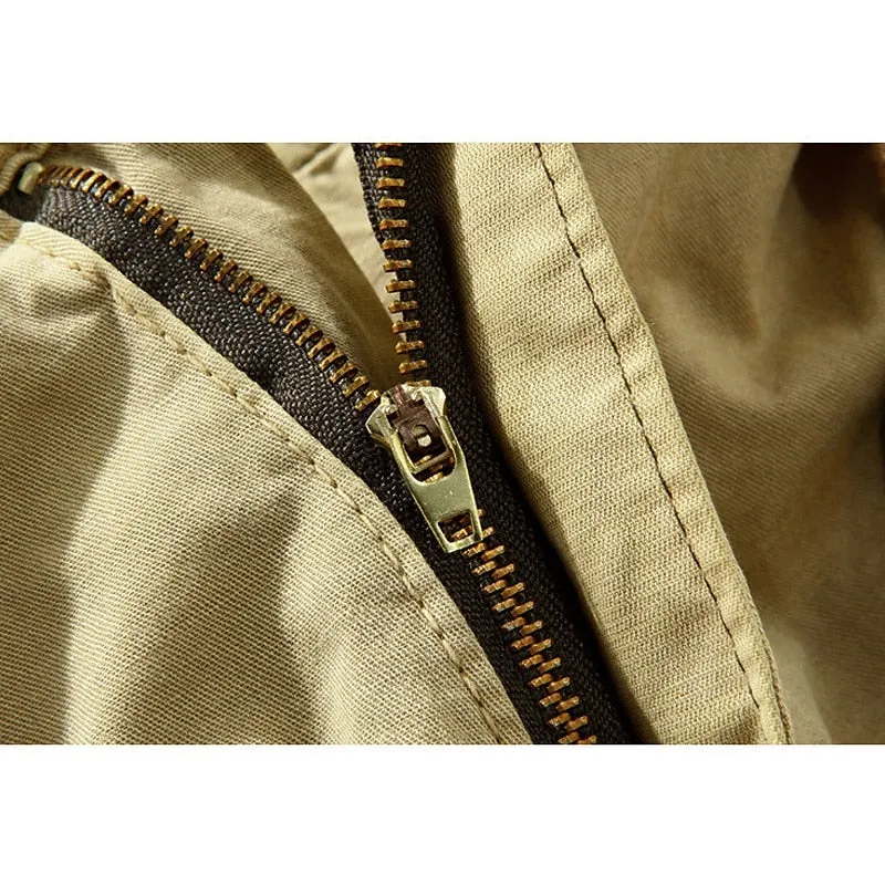 Adventure-Ready Cotton Blend Cargo Shorts for Men - Black and Army Green