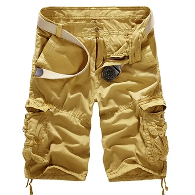 Adventure-Ready Cotton Blend Cargo Shorts for Men - Black and Army Green