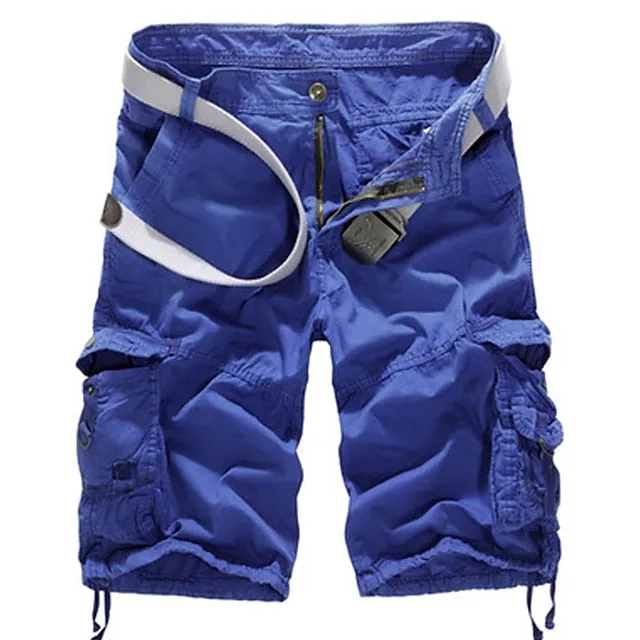 Adventure-Ready Cotton Blend Cargo Shorts for Men - Black and Army Green