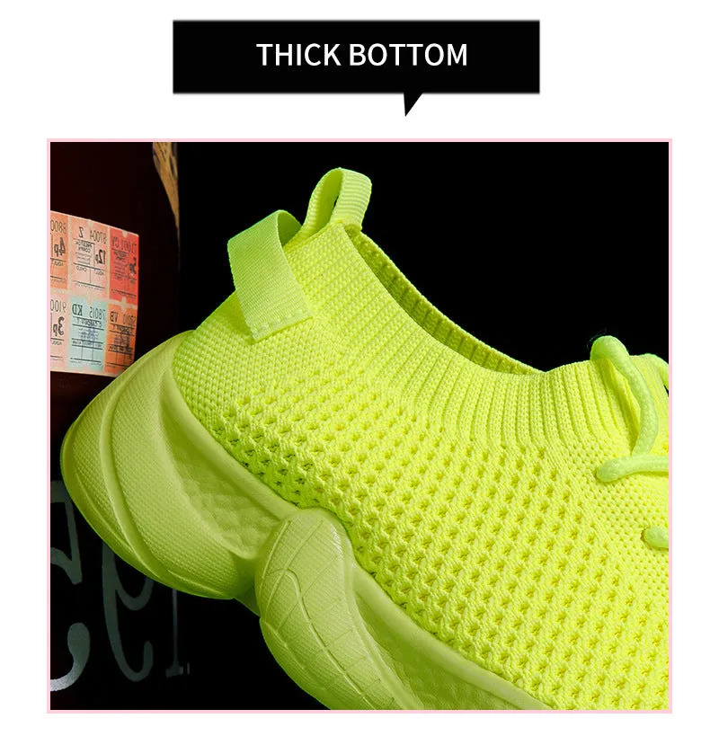Air Mesh Women Fashion Sport Lace Up Sneaker Non-Slip Comfy Sock Shoes