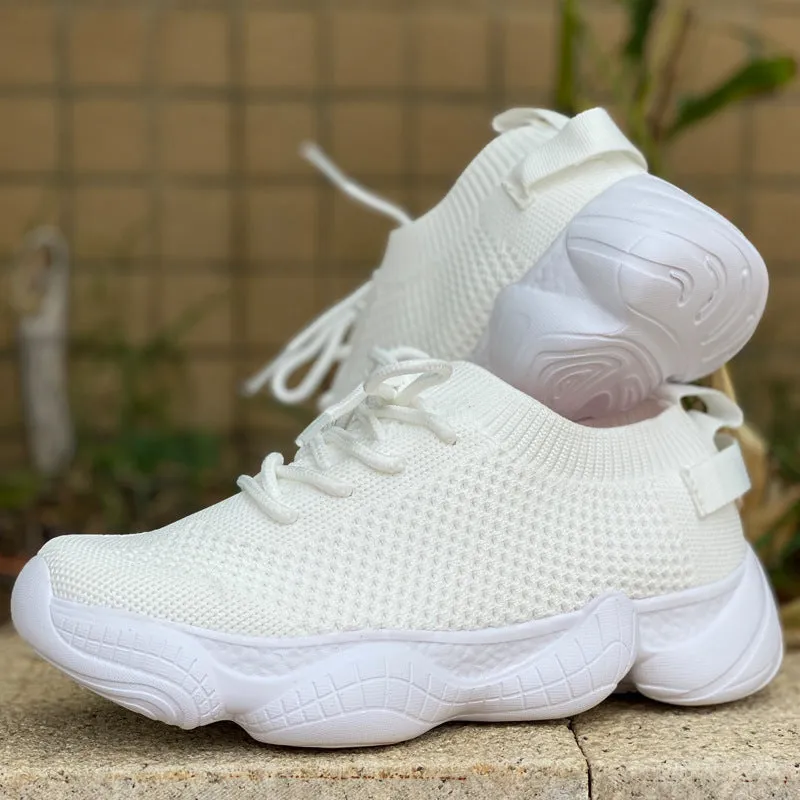 Air Mesh Women Fashion Sport Lace Up Sneaker Non-Slip Comfy Sock Shoes