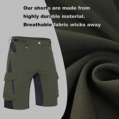 Ally Mens Mountain Bike Shorts Padded MTB Shorts Baggy Cycling Bicycle Bike Shorts with Padding Wear Relaxed Loose-fit (Green, XL)