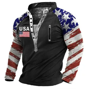 American Flag Print Men's Streetwear Sweatshirt with 3D Graphic Prints