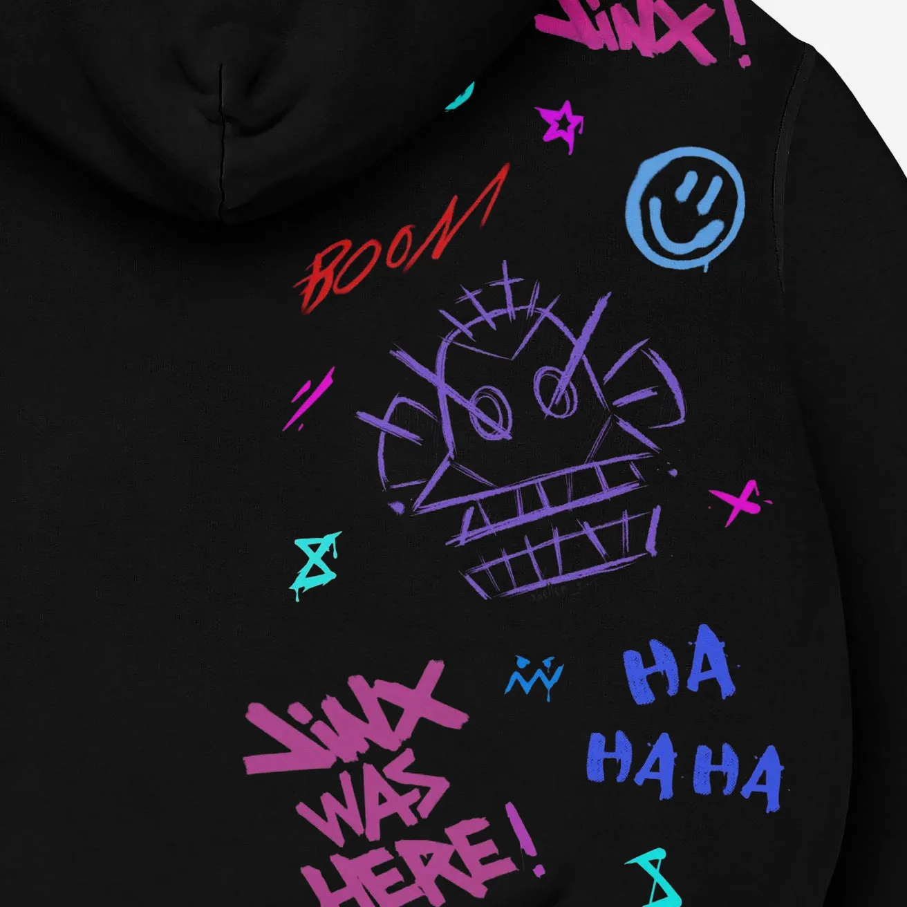 Arcane Jinx Hoodie – Black Oversized Hoodie with Graffiti Design