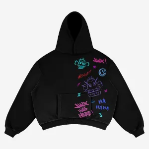 Arcane Jinx Hoodie – Black Oversized Hoodie with Graffiti Design