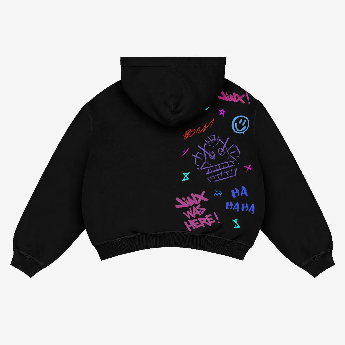 Arcane Jinx Hoodie – Black Oversized Hoodie with Graffiti Design