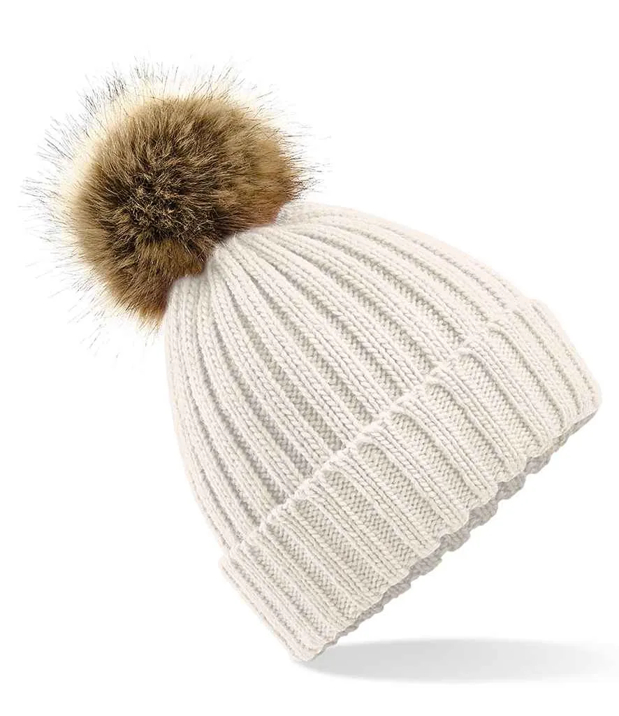 Beechfield Faux Fur Pop Pom Chunky Beanie | Multicolor | One Size