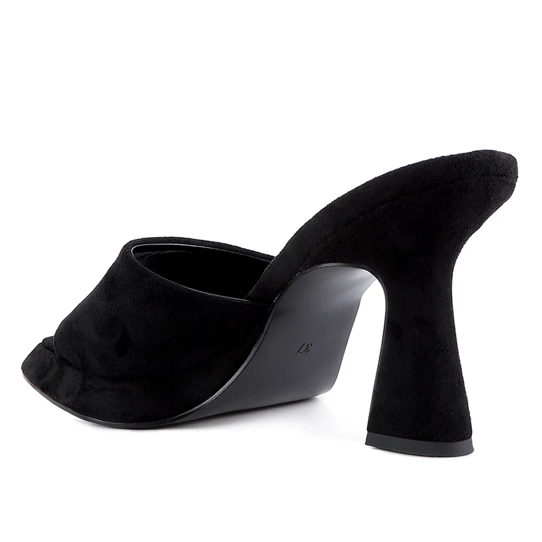 Black Mid Heel Classic Sandals