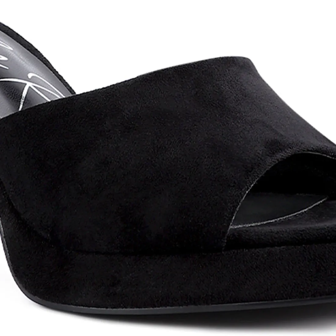 Black Mid Heel Classic Sandals
