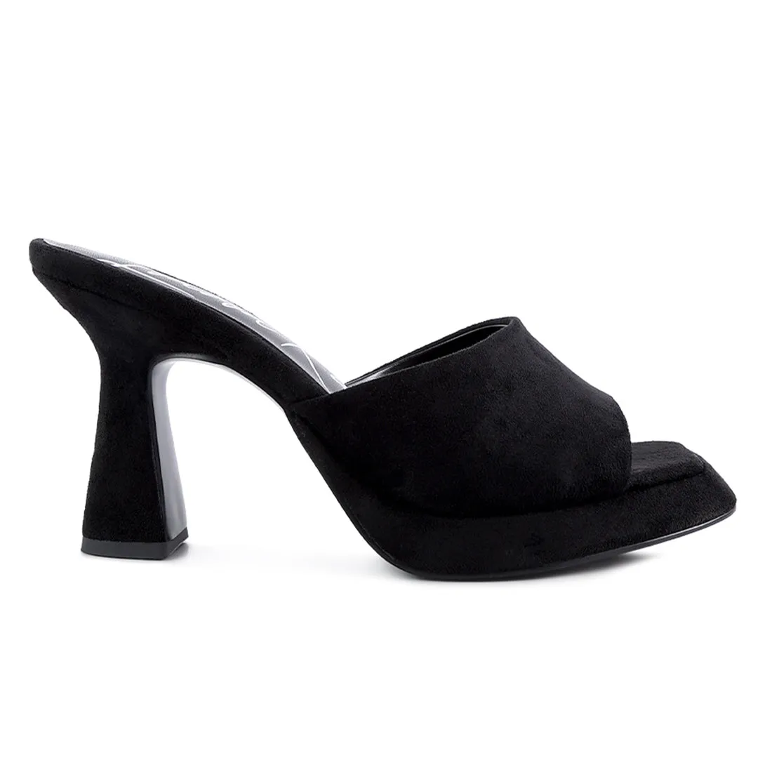 Black Mid Heel Classic Sandals