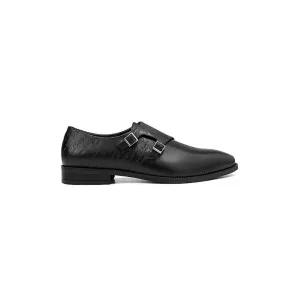 Black Signato Leather Monk Straps