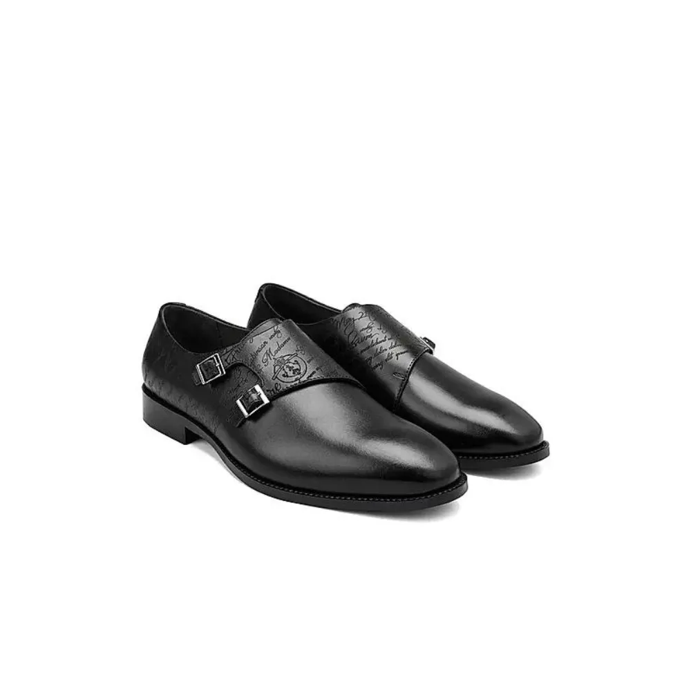 Black Signato Leather Monk Straps