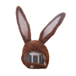 BOBILIKE Plush Fun Bunny Ears Hood Women Costume Hats Christmas Gift Warm Soft and Cozy Brown