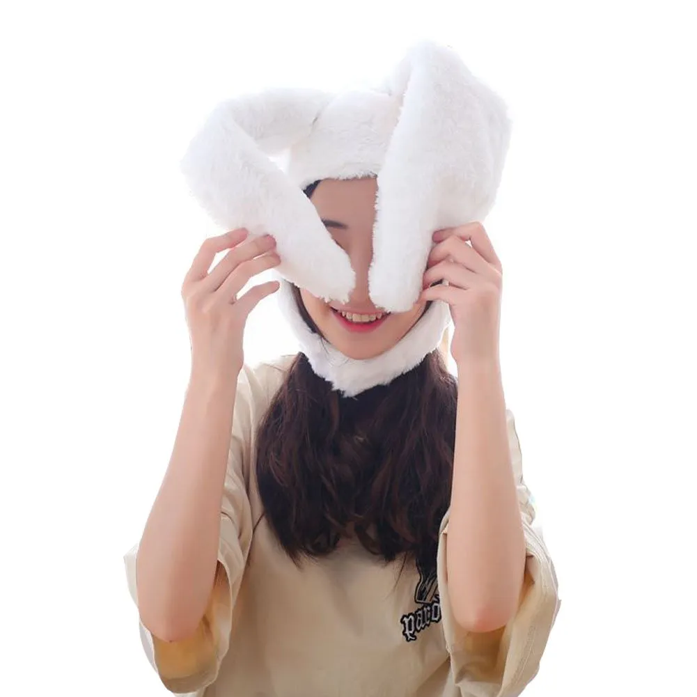 BOBILIKE Plush Fun Bunny Ears Hood Women Costume Hats Christmas Gift Warm Soft and Cozy Brown
