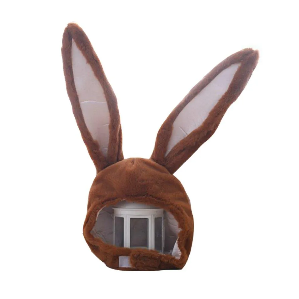BOBILIKE Plush Fun Bunny Ears Hood Women Costume Hats Christmas Gift Warm Soft and Cozy Brown