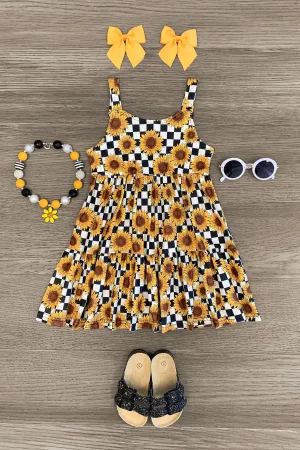 Checkered Sunflower Dress