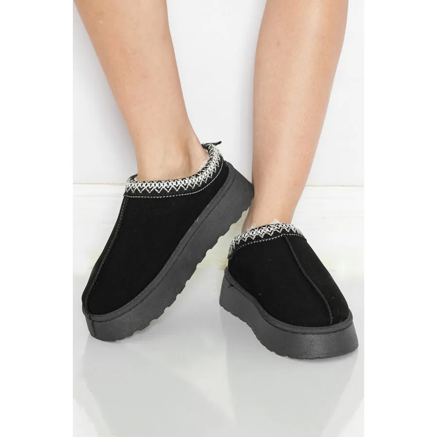 Chestnut Contrast Print Suede Plush Lined Snow Boots