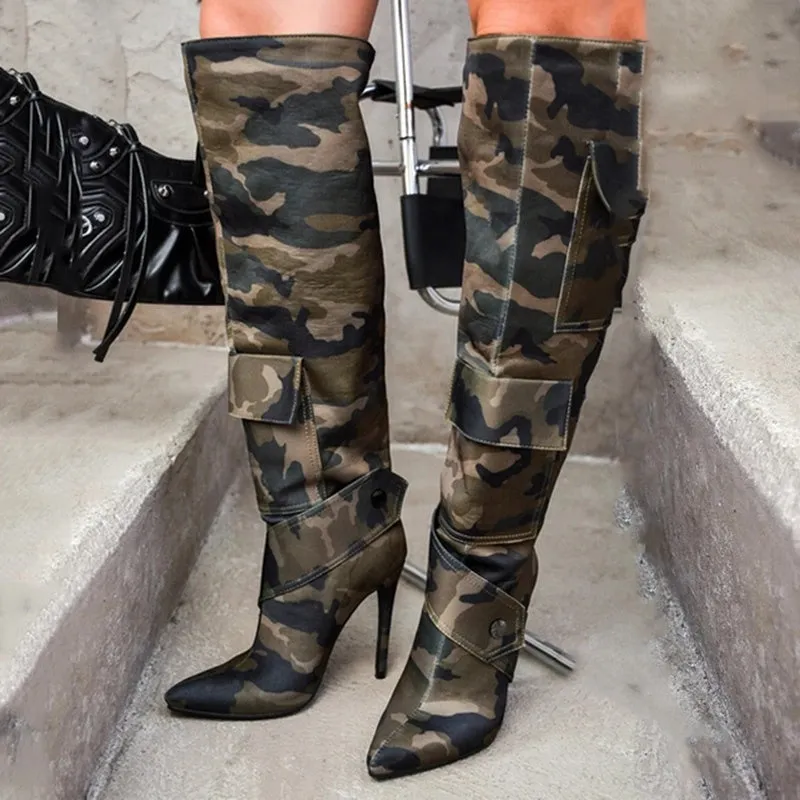 Chic Pocket Stiletto Over-the-Knee Boots