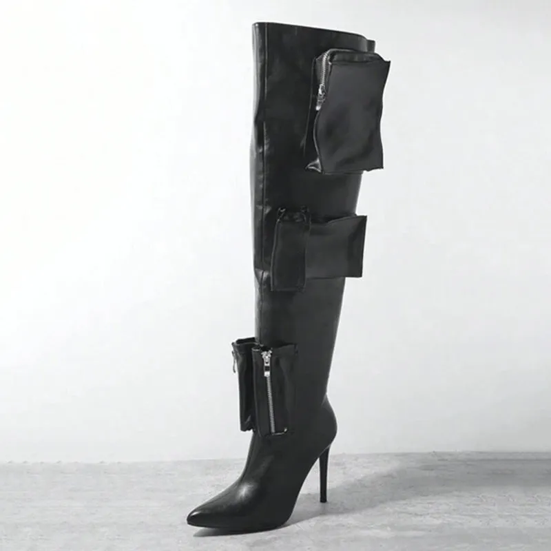Chic Pocket Stiletto Over-the-Knee Boots