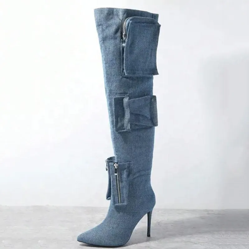 Chic Pocket Stiletto Over-the-Knee Boots