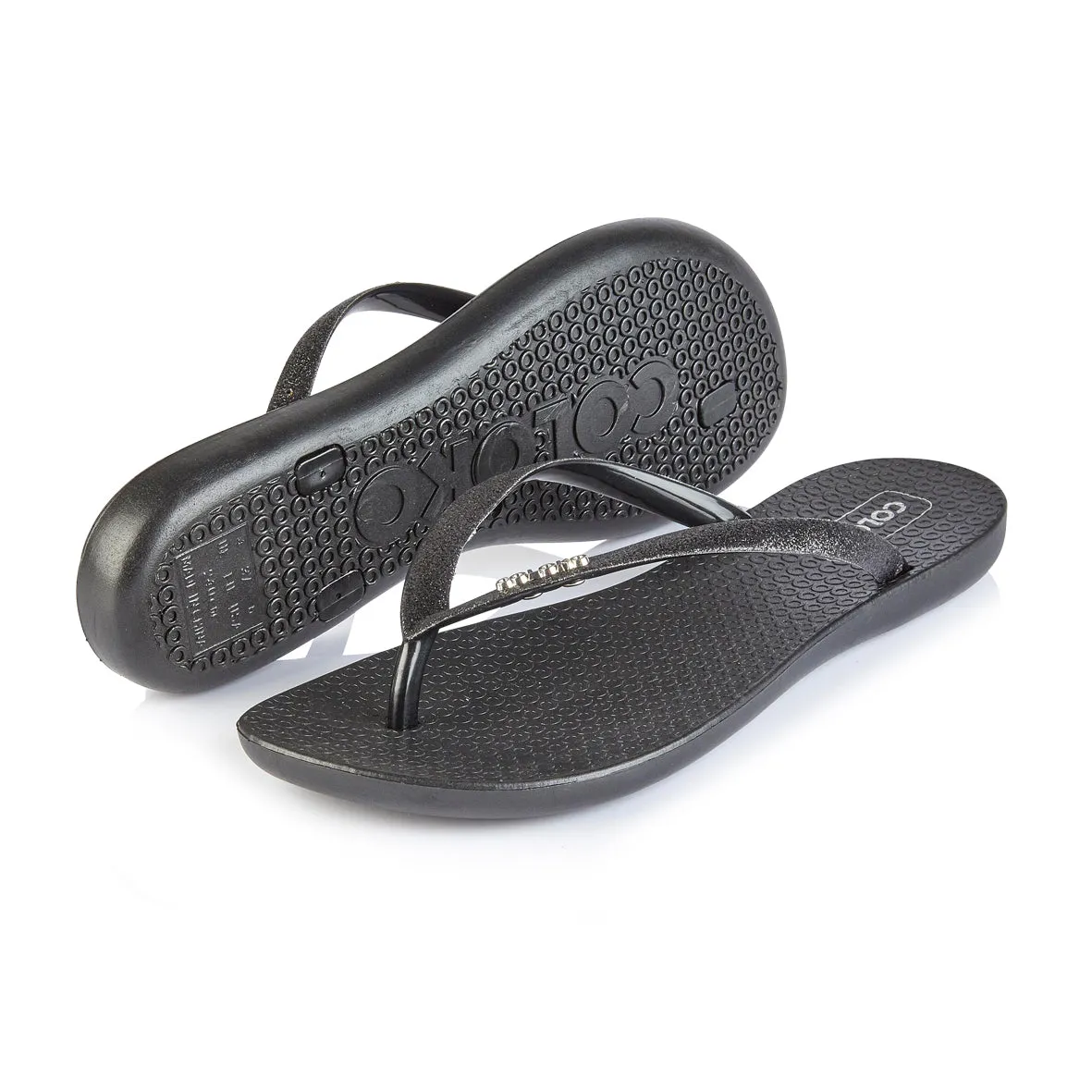 Coloko Orchid Curve Slim Glitter Sparkly Flip Flops Sandals