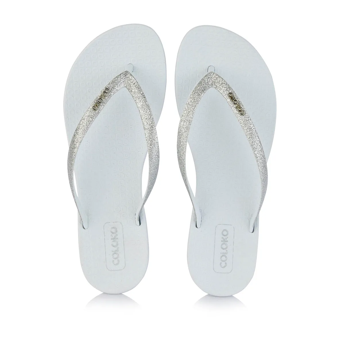 Coloko Orchid Curve Slim Glitter Sparkly Flip Flops Sandals