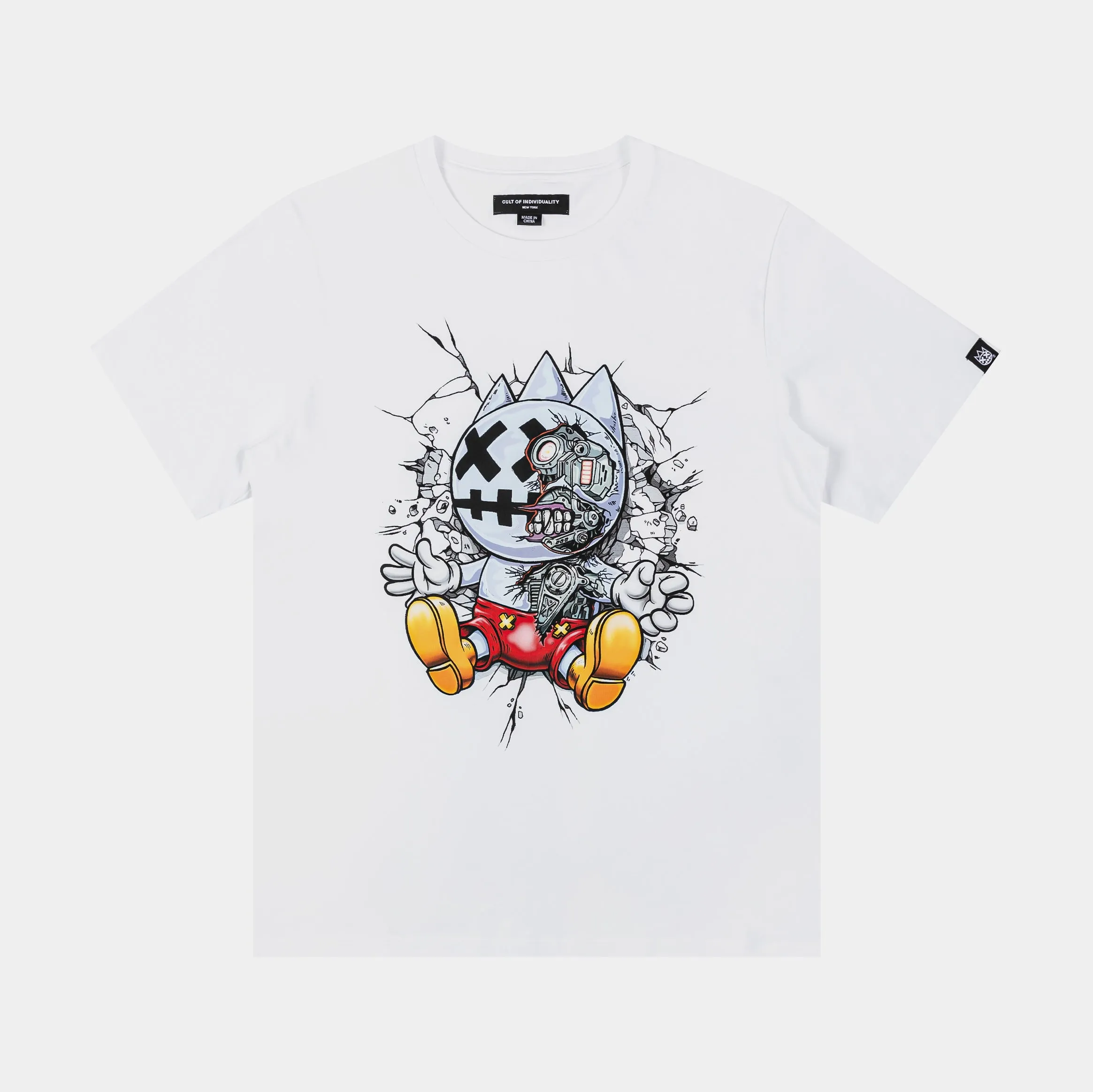 Cult X Robot Mouse Mens Short Sleeve Shirt (White/Blue)