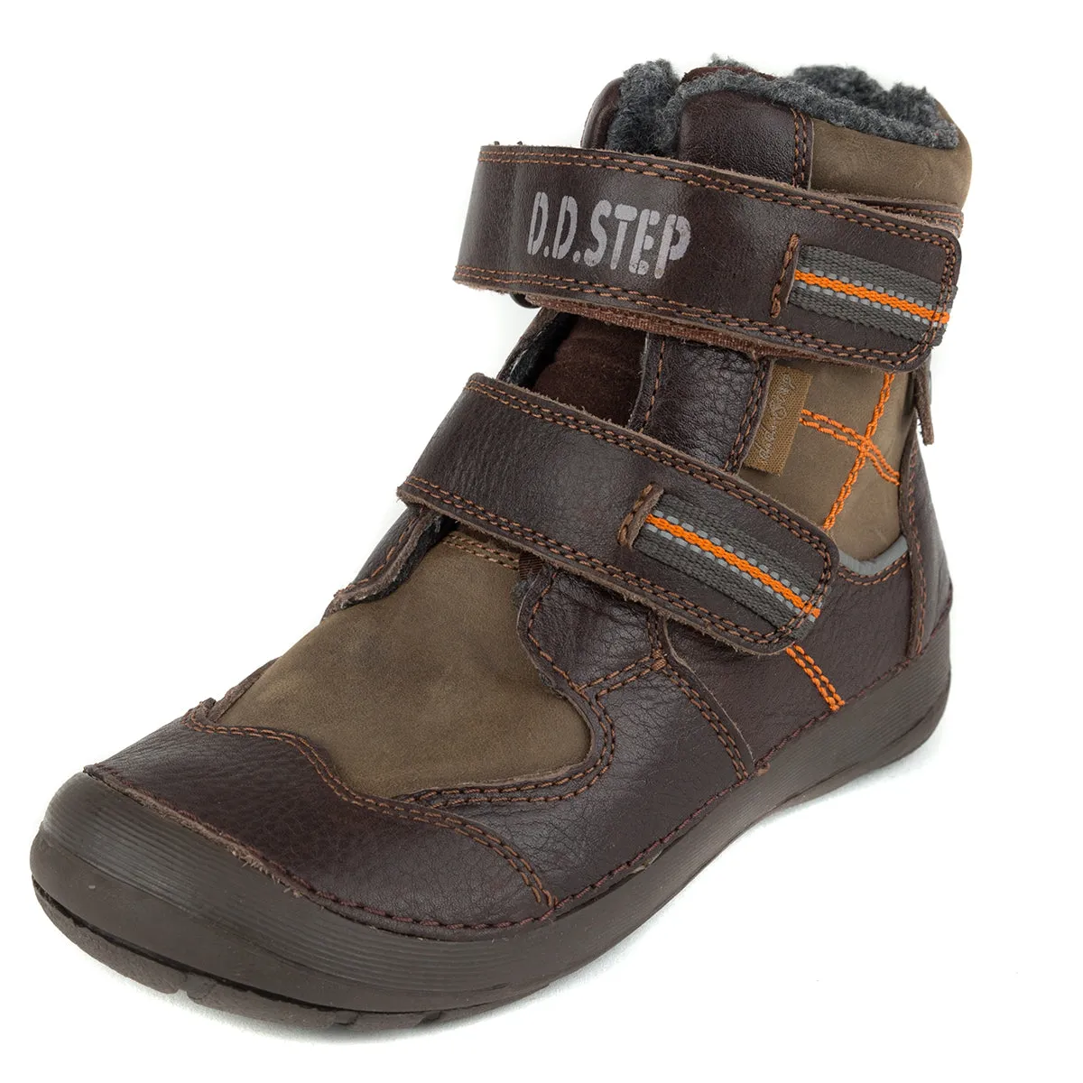 D.D. Step big kid shoes/winter boots with faux fur insulation brown size US 13-4