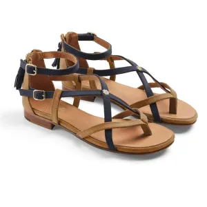 Fairfax & Favor Brancaster Ladies Sandal - Tan/Navy