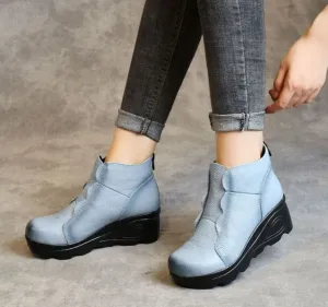 Genuine Leather Soft Plush Ankle Winter Women Boots