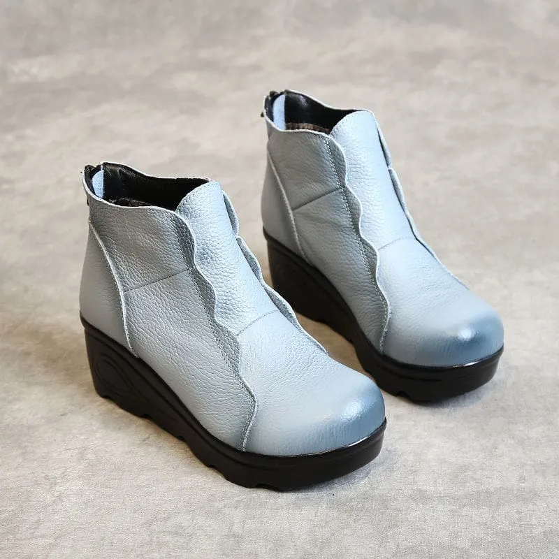 Genuine Leather Soft Plush Ankle Winter Women Boots