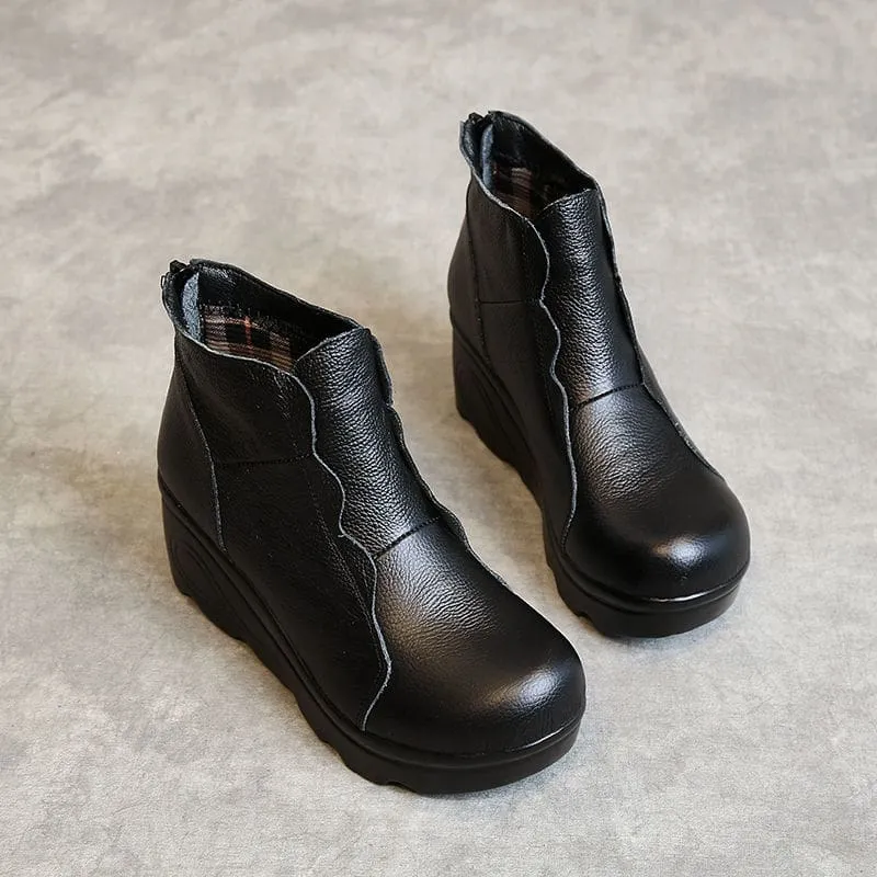 Genuine Leather Soft Plush Ankle Winter Women Boots