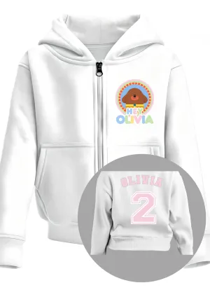 Girls' Hey Duggee Custom Hoodie with Zipper and Back Print