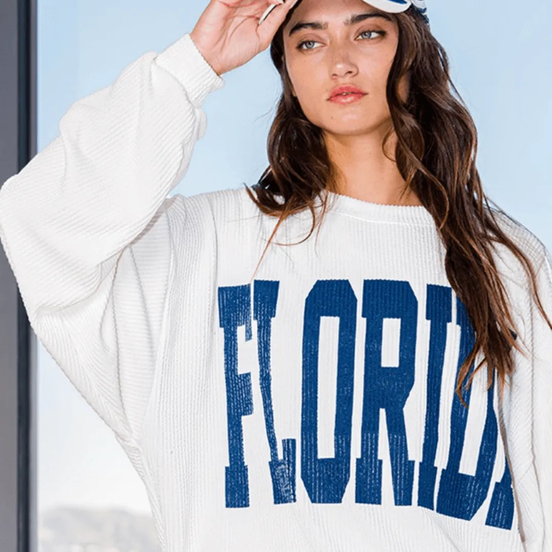 Graphic "FLORIDA" Oversized Sweatshirt Made in USA