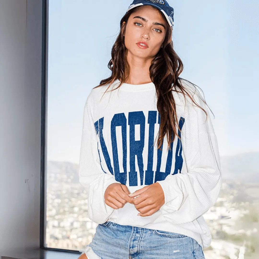 Graphic "FLORIDA" Oversized Sweatshirt Made in USA
