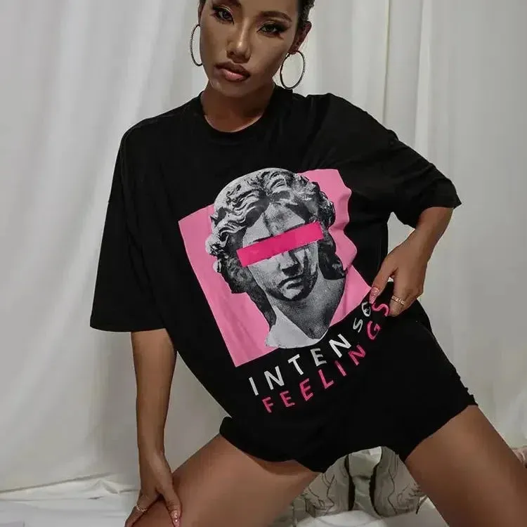 Intense Feelings Drop Shoulder Tee Women Men Oversize Top