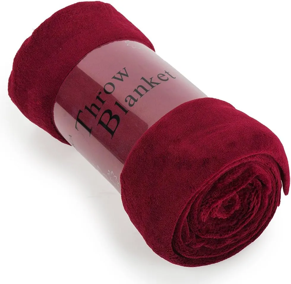 JML Throw Blankets for Couch, Fleece Throw Blanket - Soft Warm, Lightweight Plush Throw Blanket for Bed, Sofa, Chair, Travel, All Season Use, 50"x60", Burgundy