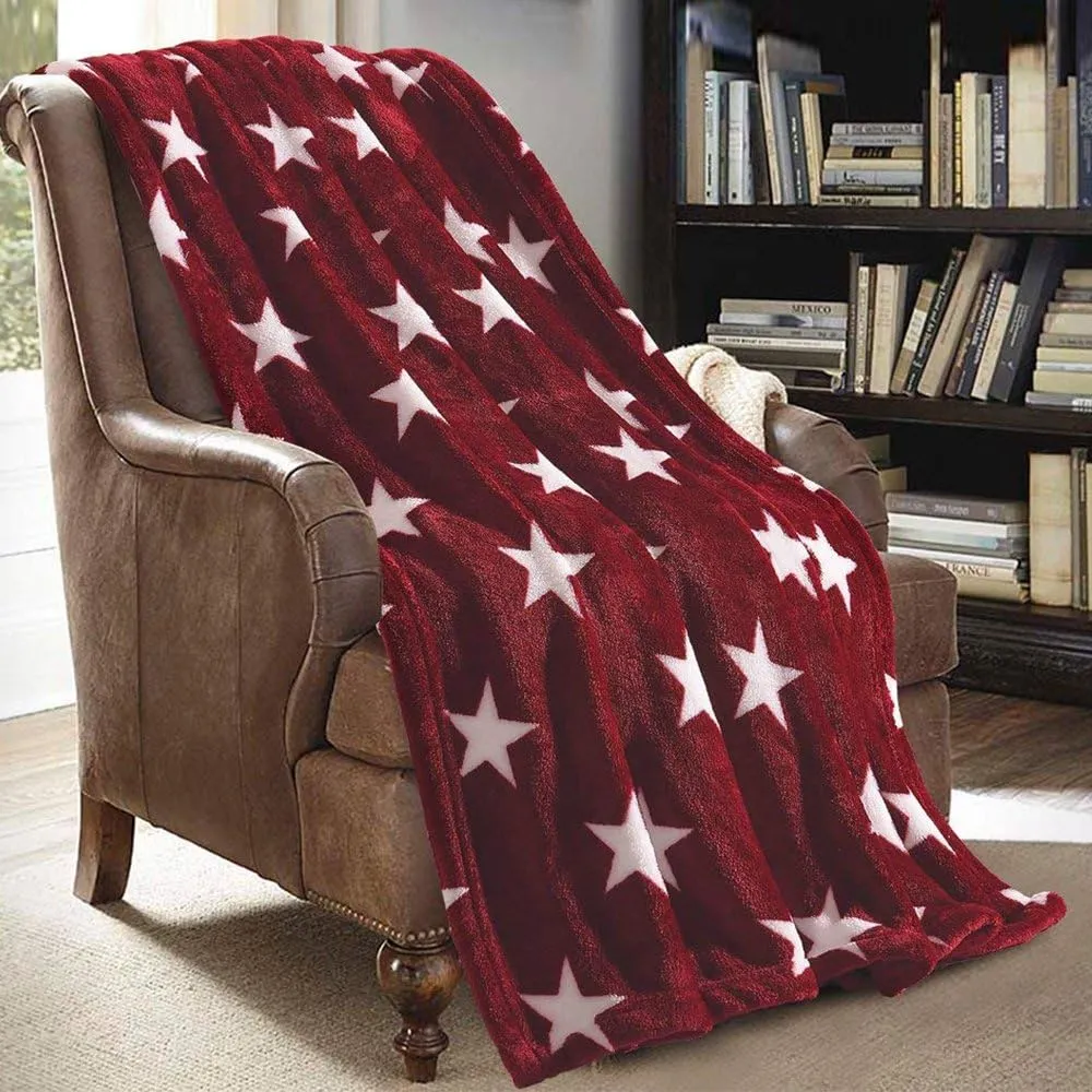 JML Throw Blankets for Couch, Fleece Throw Blanket - Soft Warm, Lightweight Plush Throw Blanket for Bed, Sofa, Chair, Travel, All Season Use, 50"x60", Burgundy