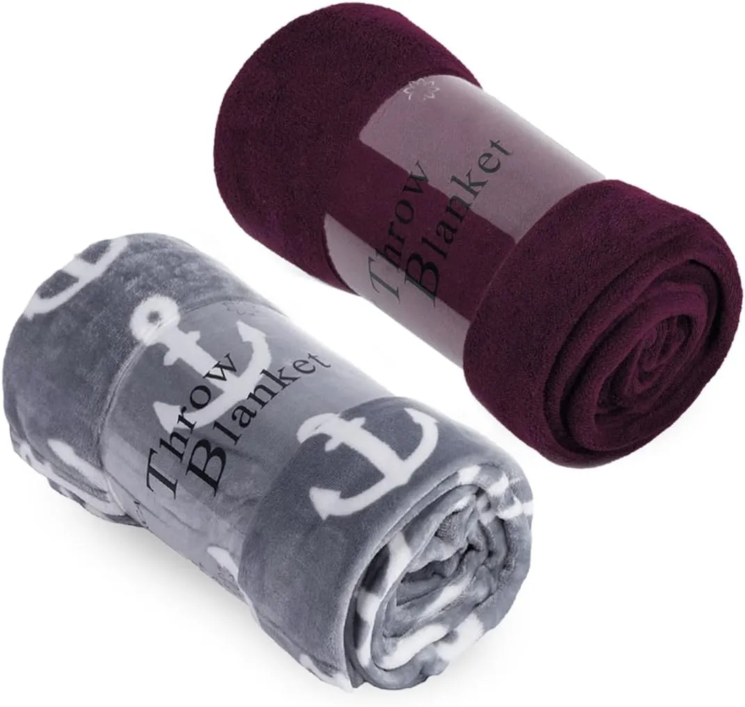 JML Throw Blankets for Couch, Fleece Throw Blanket - Soft Warm, Lightweight Plush Throw Blanket for Bed, Sofa, Chair, Travel, All Season Use, 50"x60", Burgundy