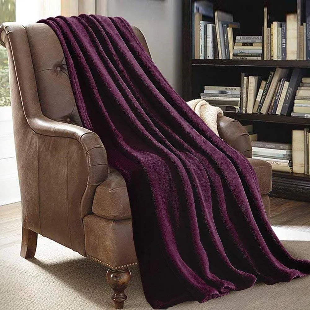 JML Throw Blankets for Couch, Fleece Throw Blanket - Soft Warm, Lightweight Plush Throw Blanket for Bed, Sofa, Chair, Travel, All Season Use, 50"x60", Burgundy