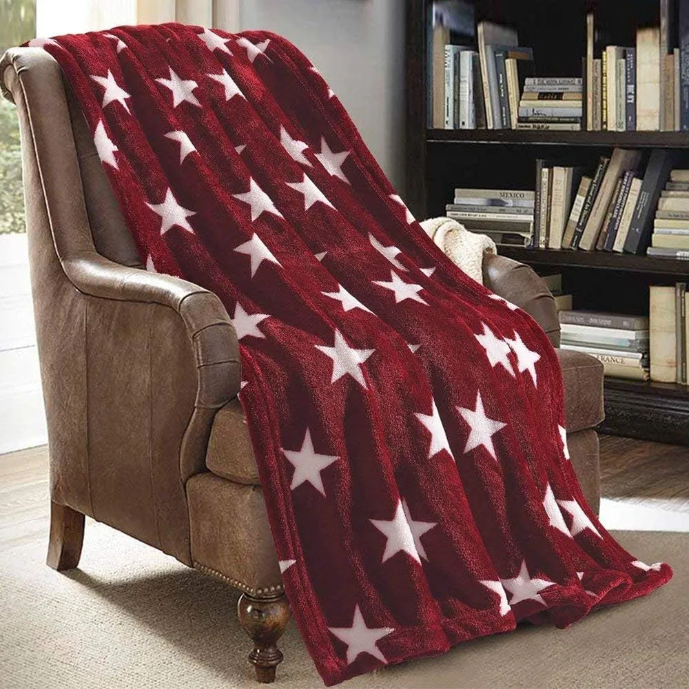 JML Throw Blankets for Couch, Fleece Throw Blanket - Soft Warm, Lightweight Plush Throw Blanket for Bed, Sofa, Chair, Travel, All Season Use, 50"x60", Burgundy