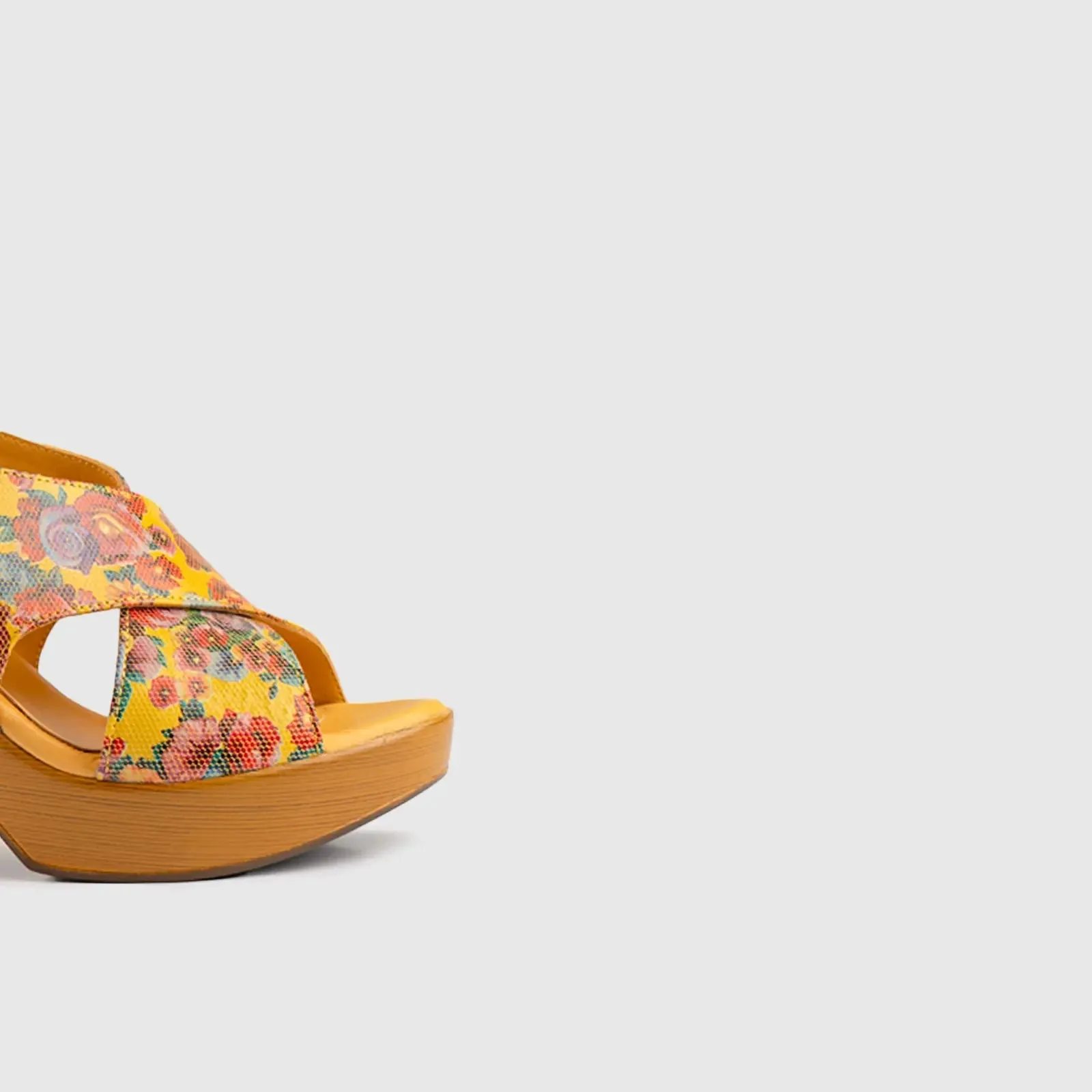 Leather Comfort Block Heel Yellow  Multi 8001