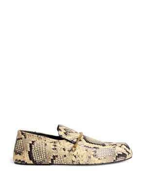 Leather snakeskin-effect loafers