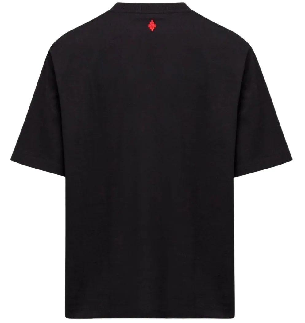 Marcelo Burlon Feathers Necklace Over T-Shirt Black Red