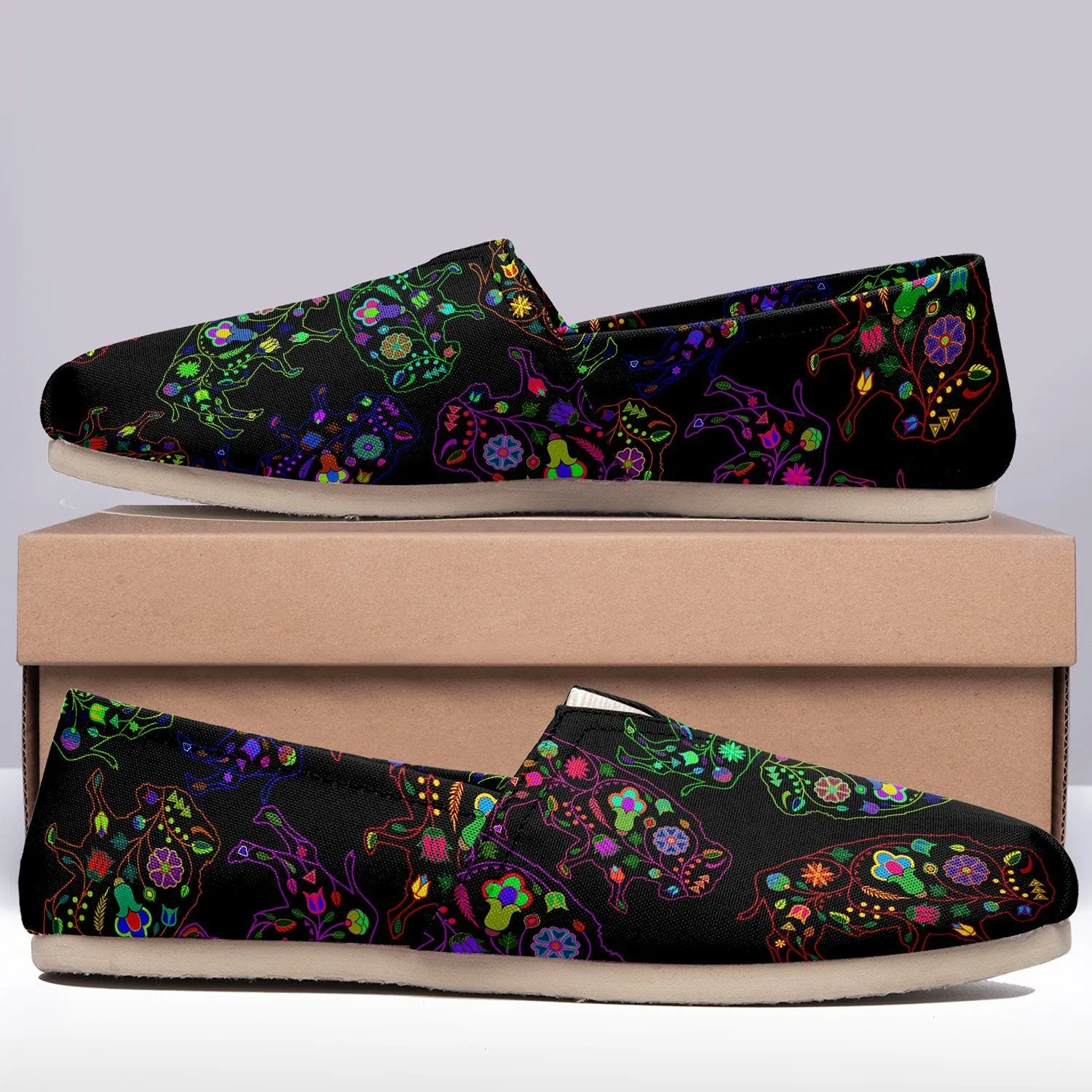 Neon Floral Buffalos Slip On